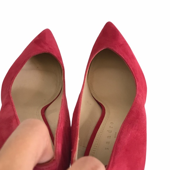 Sandro Paris red suede pump heels Sz EU 39 - Picture 9 of 16